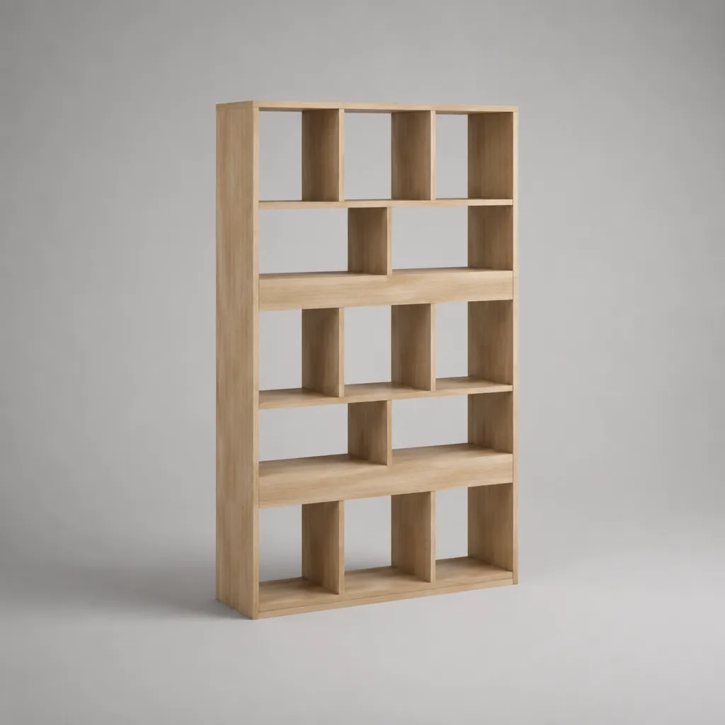 Rechteckiges Bücherregal aus Spanplatte, Eiche natur, 100 × 30 × 180 cm, 13 offene Fächer – Bild 2