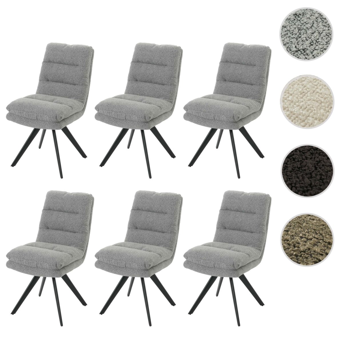 6er-Set Esszimmerstuhl G66 ohne Armlehne, weiß - boucle – Bild 8