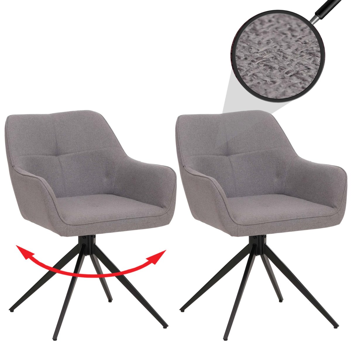 2er-Set Esszimmerstuhl O47 grau – Bild 3