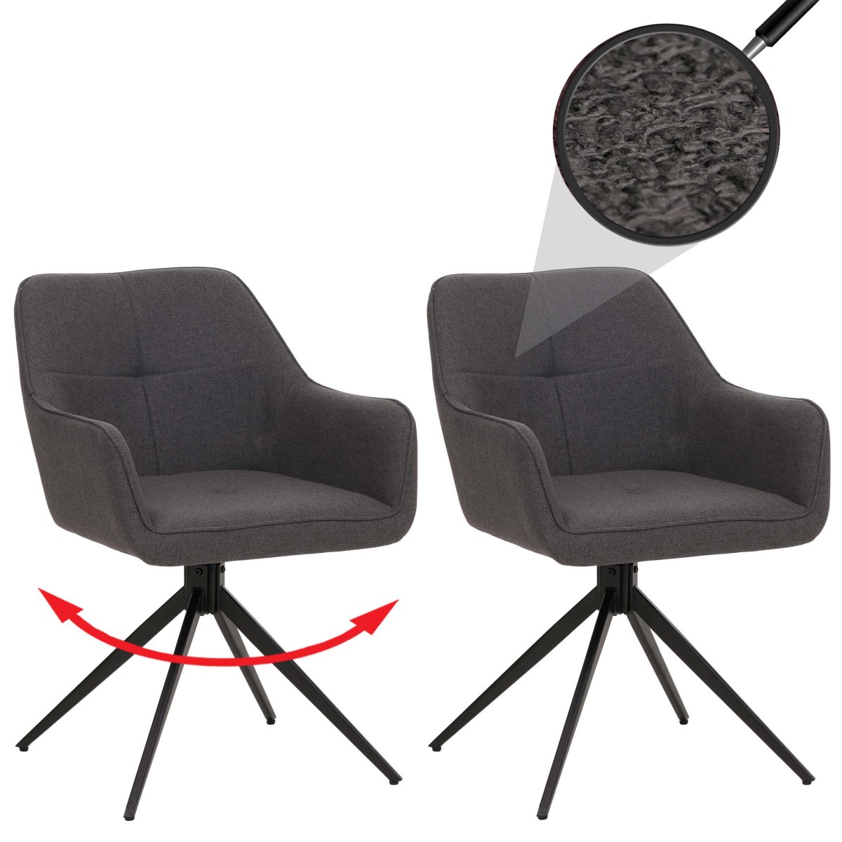 2er-Set Esszimmerstuhl O47 dunkelgrau – Bild 4