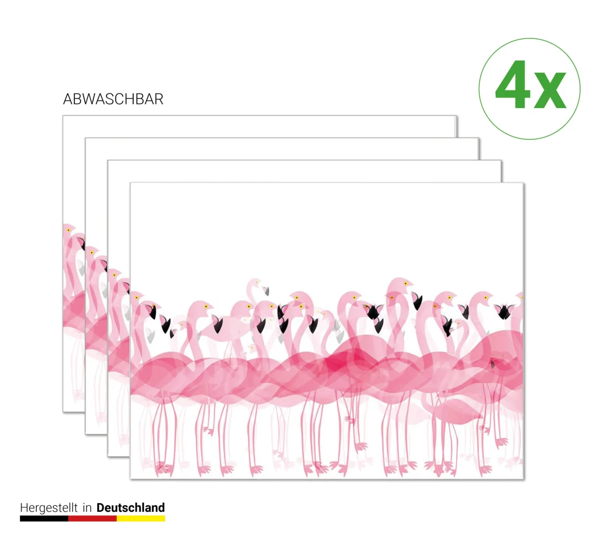 Tropische Flamingos – Tischsets | Platzsets aus Premium-Vinyl 40 x 30 cm – 4 Stück