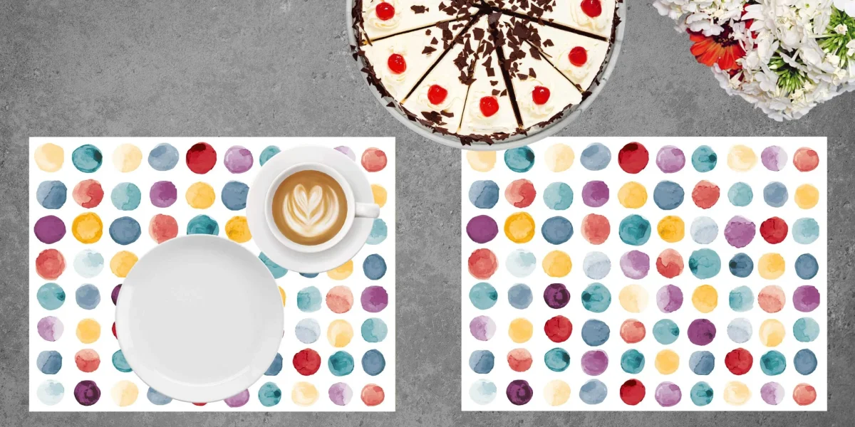 Bunte Punkte Muster – Tischsets | Platzsets aus Premium-Vinyl 40 x 30 cm – 4 Stück – Bild 4