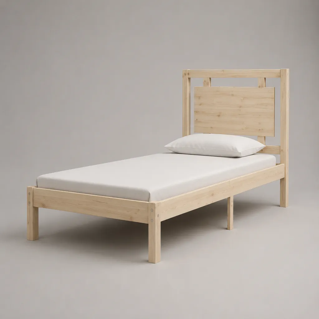 Einzelbett-Bettgestell aus massivem Kiefernholz, Natur, Liegefläche 90 x 200 cm – Bild 2
