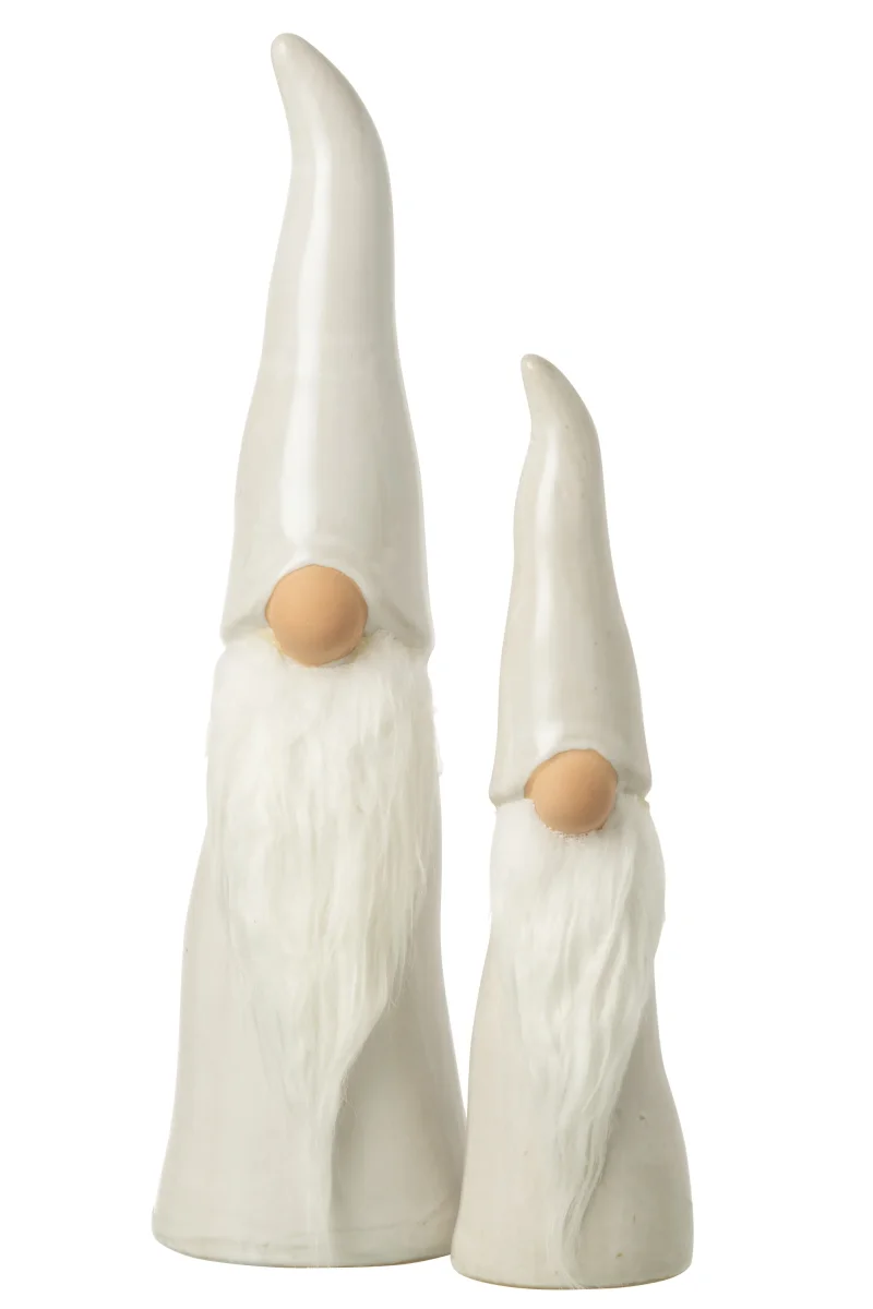 Weihnachtsfigur Wichtel Figur Porzellan weiß Bart – Bild 4
