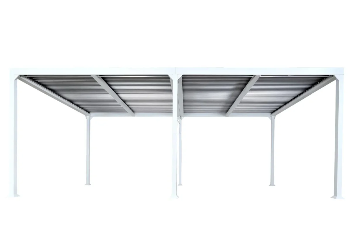 Alu Pergola 3x6m Terrassenüberdachung mit verstellbarem Lamellendach Weiß – Bild 9