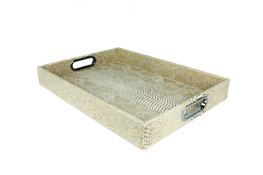 Signature Tablett mit Griffen Kunstleder Reptil – Bild 7