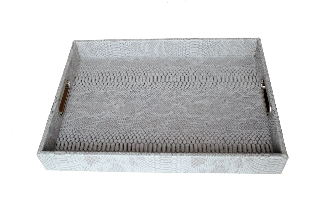 Signature Tablett mit Griffen Kunstleder Reptil – Bild 5