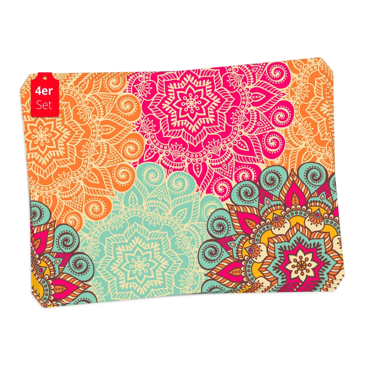 Bunte Mandalas | Platzsets aus Premium-Vinyl 44 x 32 cm – 4 Stück