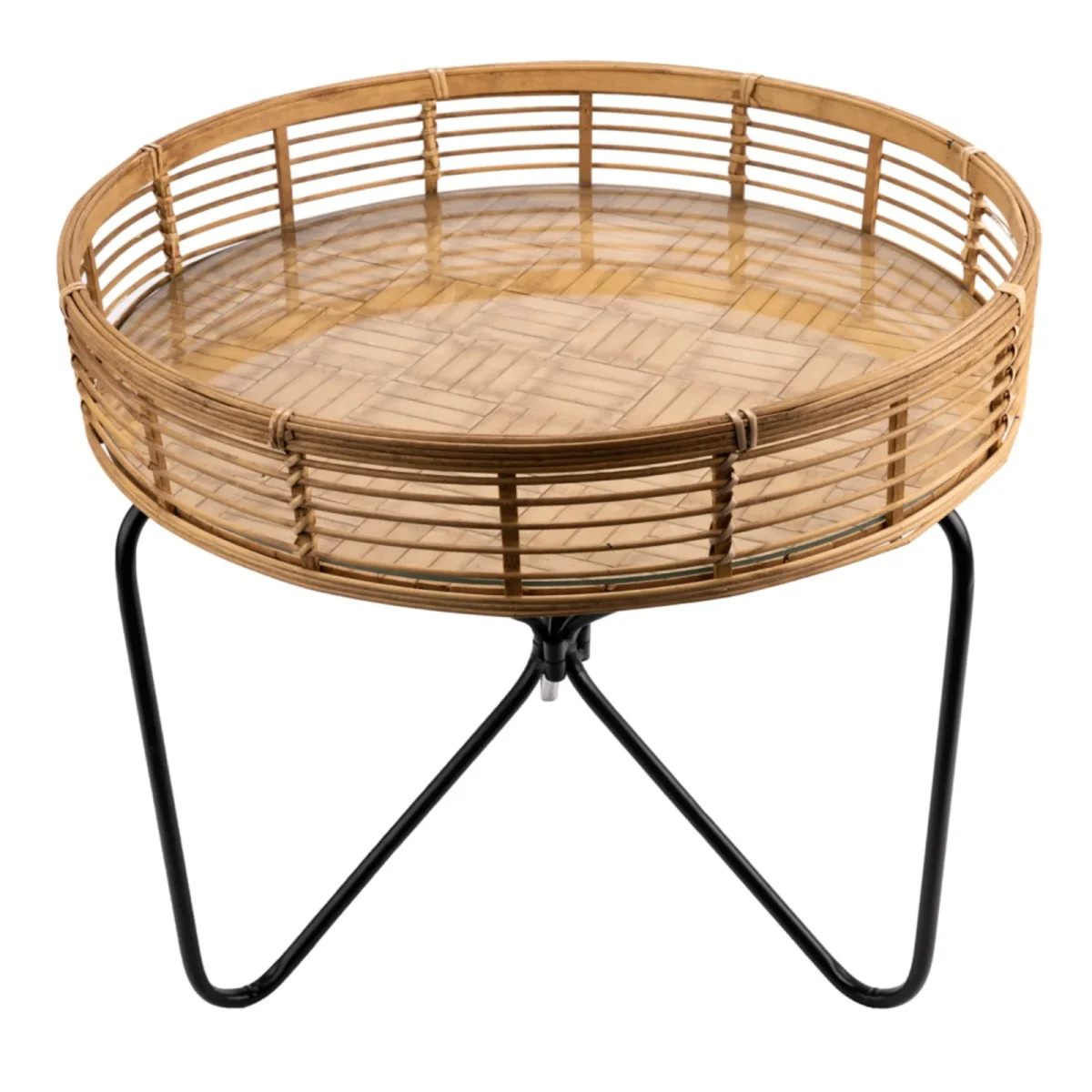 Beistelltisch rund HO-648139 Geflecht natur Metall – Bild 3