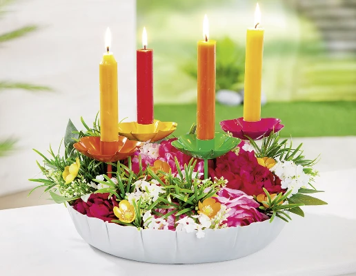 Blüten-Stecker mit Kerzenhalter Gelb | Gartendeko & Outdoor-Accessoire – Bild 3