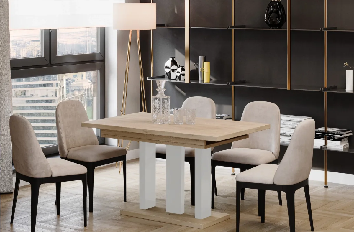 Ausziehbarer Esstisch "Appia White" 130-210cm (Eiche Cremona) – Bild 3