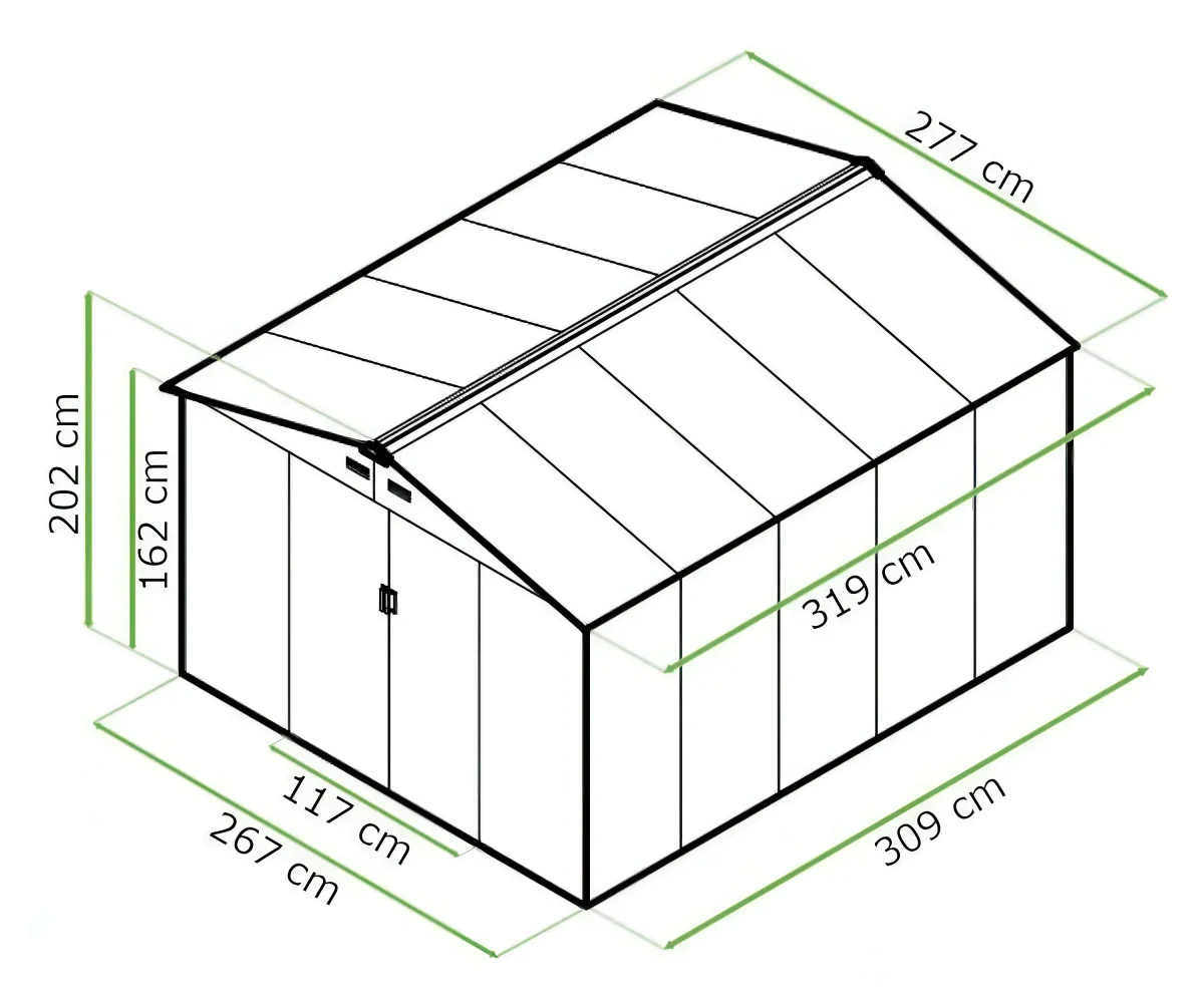 Hardmaister Metall Gerätehaus Hudson 277x319 cm Anthrazit – Bild 6