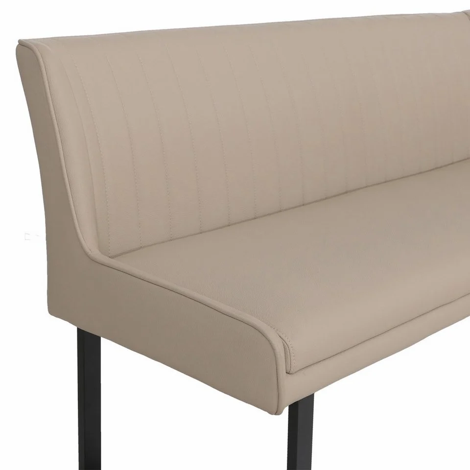 Eckbank-Sitzbankgruppe Appia - Weiss Hochglanz mit Eckbank und Sitzbank in Kunstleder Beige - Lange Seite links – Bild 3