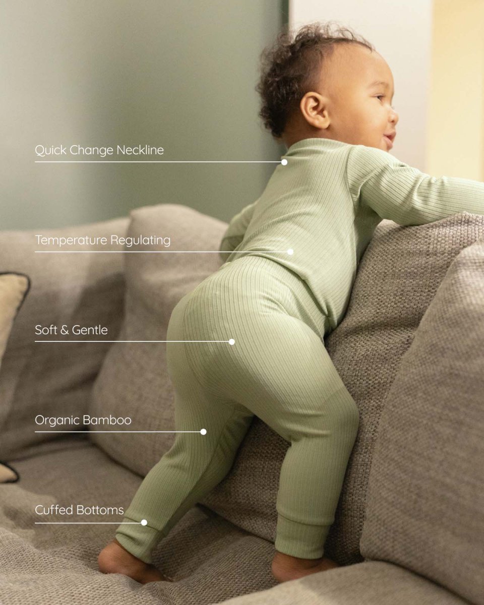 BABYGO® Salbeigrüner, langer Rippstrick-Body und Leggings – Bild 4