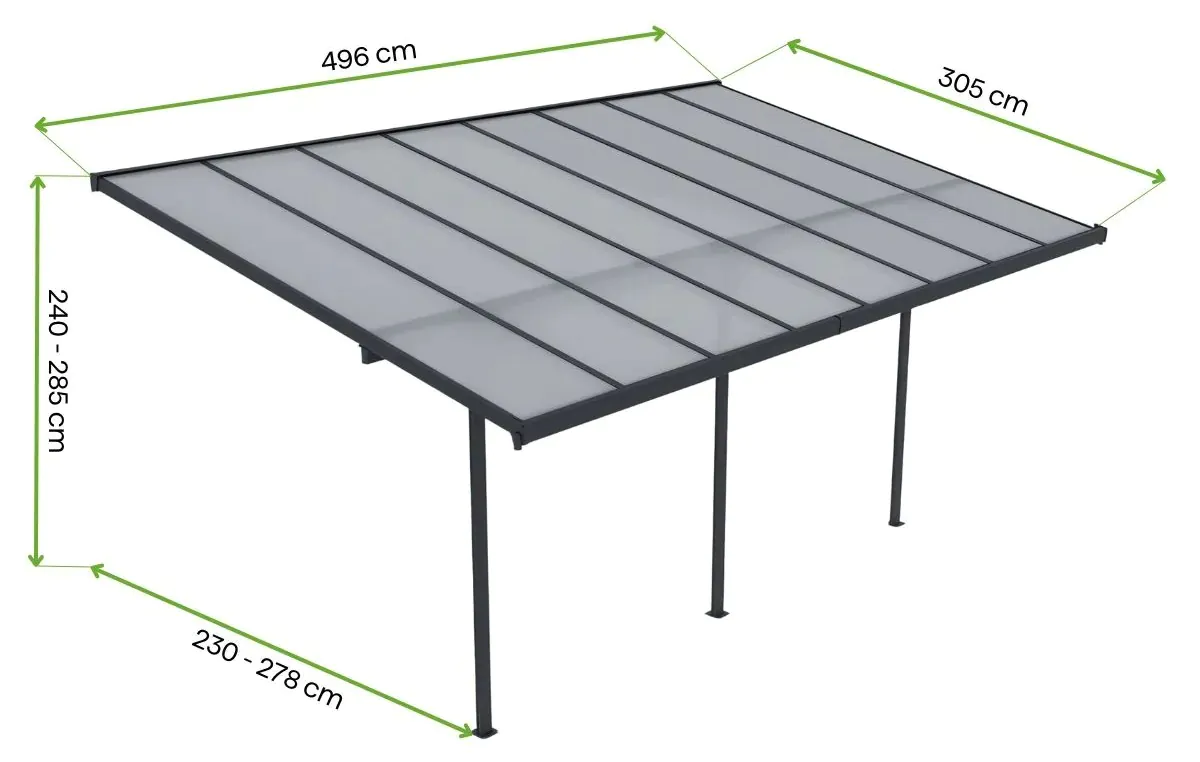 Hardmaister Atlanta 3x5m Kaltgrau | Carport - Wand-Terrassendach – Bild 5